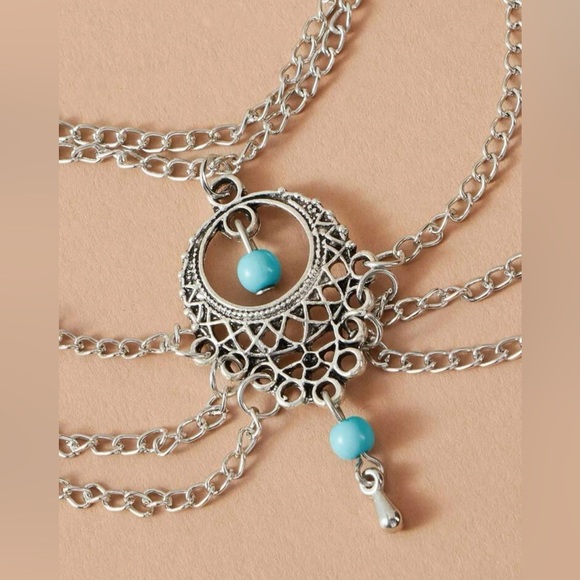 Hollow out round charm layered anklet - Picture 2 of 2